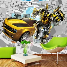 3d Ретро креативный автомобиль сломанные обои Трансформеры детская комната прикроватный фон украшение стены автомобиля выставка Фреска