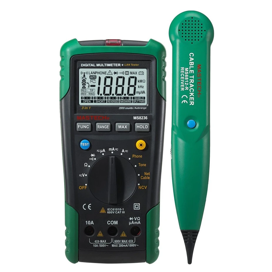 

MASTECH MS8236 Digital Multimeter Netwoek Cable Tester Net Cable Tracker Tone Telephone line Check Non-contact Volt