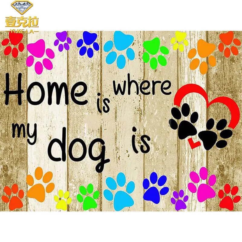 

YIKELA 5d Full Square Diy Diamond Painting Dog footprint Diamond Embroidery Cross Stitch Rhinestone Painting Home Decor Gift