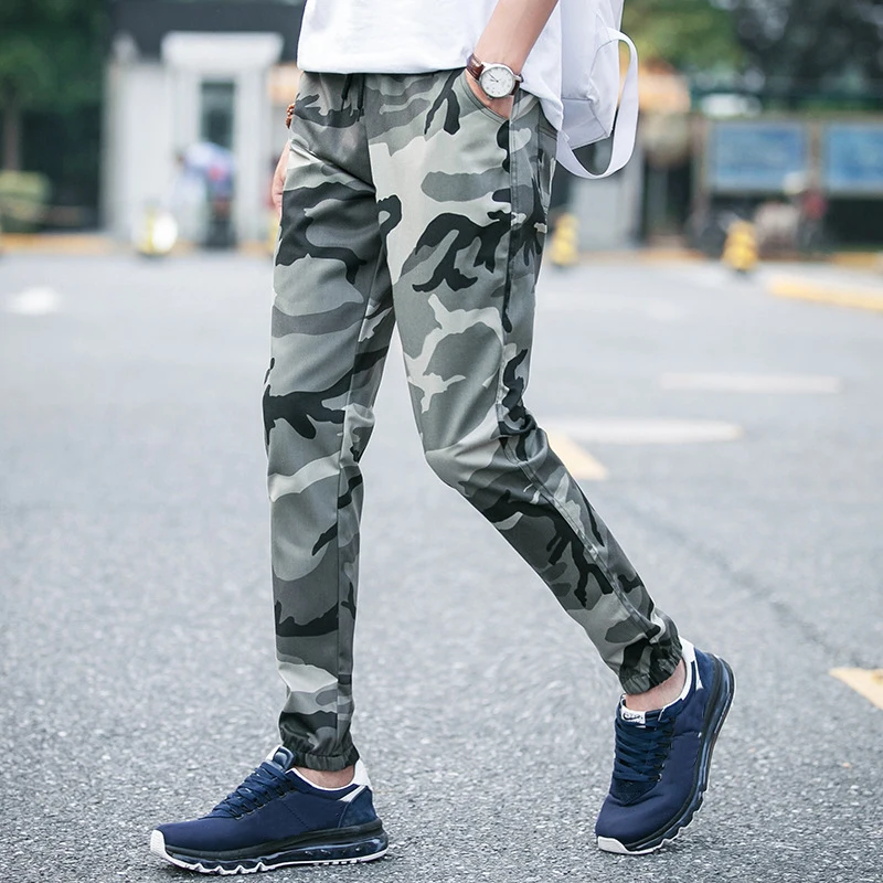 Плюс Размеры 5XL камуфляжные мужские брюки хлопок Повседневное мужские брюки в стиле милитари, модные брюки для бега высококачественные шнурки брюки LP35