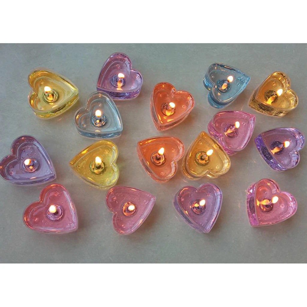 10pcs Party Accessory Heart Clear Plastic Votive Wedding Candle Holder Tealight Candles Cups Empty Hoders Plastic Candle Molds