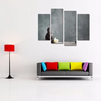 

FOUR PC NO FRAME Lotus and Buddha Oil Painting Printed Oil Painting On Canvas Oil Painting Home Decor Wall Decor