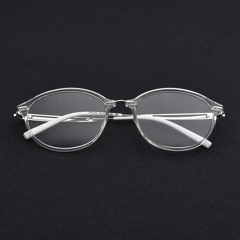 Оптические очки TR90, женский супер светильник, брендовая дизайнерская круглая оправа для очков по рецепту для близорукости, пресбиопии, IP-2143 - Цвет оправы: C8 Transparent