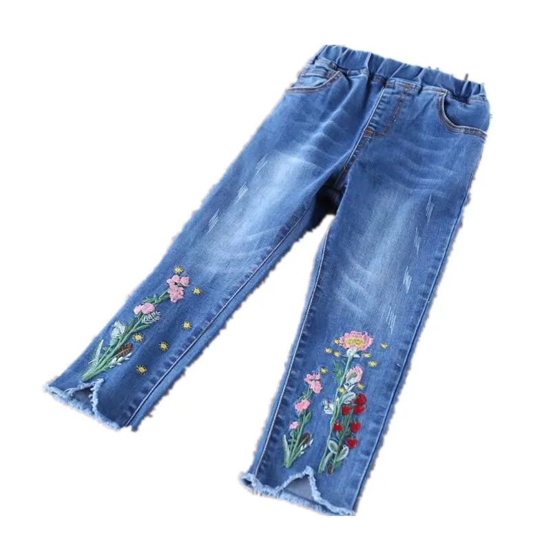 

Y32072742 2018 Autumn Baby Pants For Girl Jeans Embroidery Flower Tassel Toddler Girl Pants Denim Fashion Girls Clothes Lolita