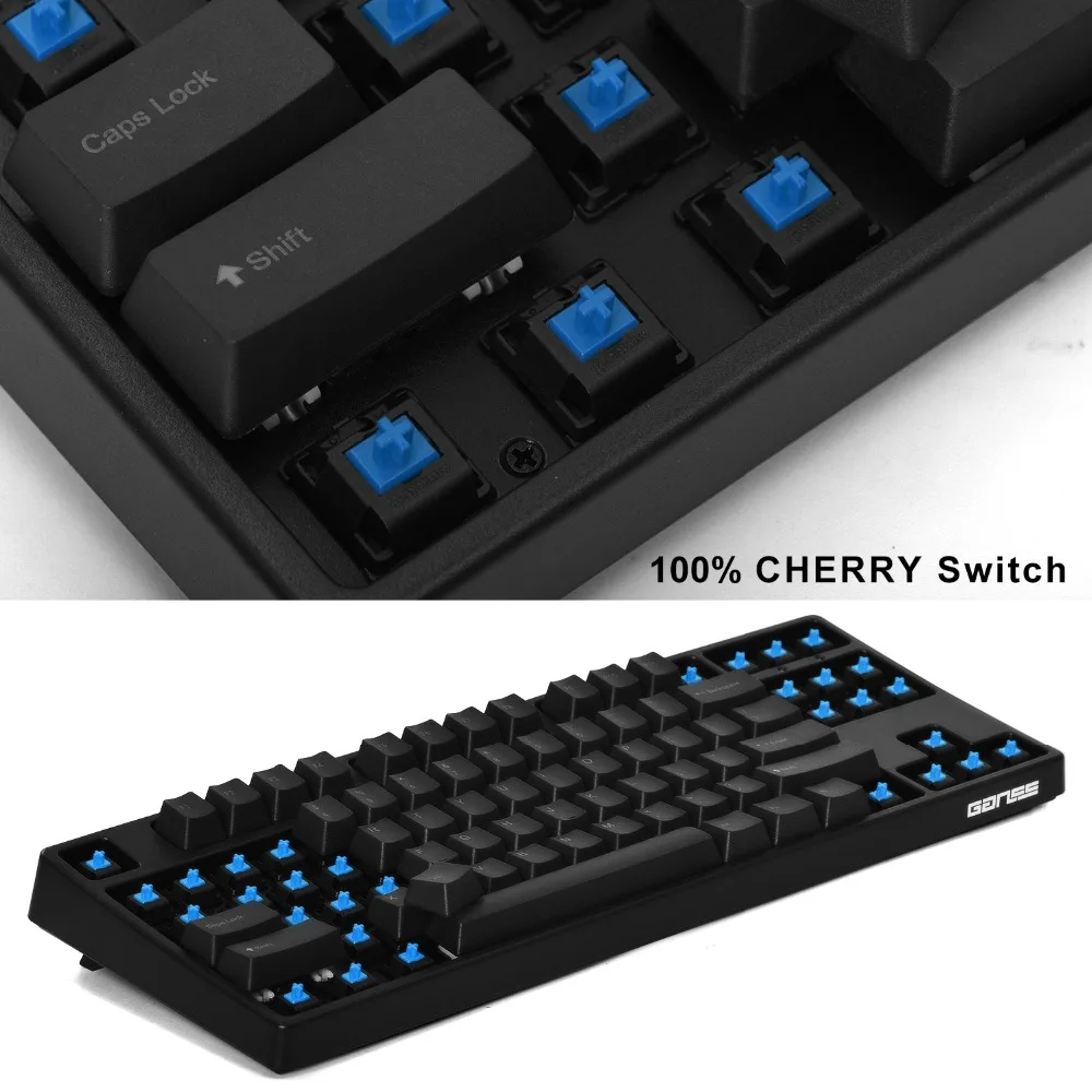 Игровая клавиатура с [Cherry MX Blue Switch] 87 клавишами TKL механическая клавиатура с защитой от привидения для офиса и игр r-qwerty-раскладка