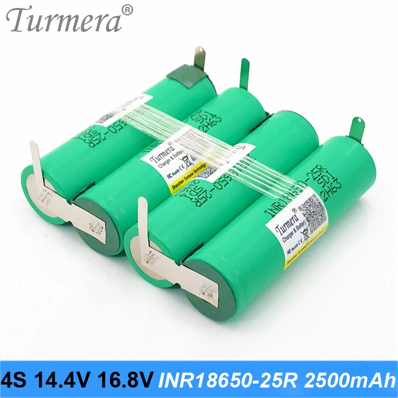 4s 18650 pack 2500mah battery 25R 18650 20a battery 16.8v 14.4v soldering battery for screwdriver tools battery customized 