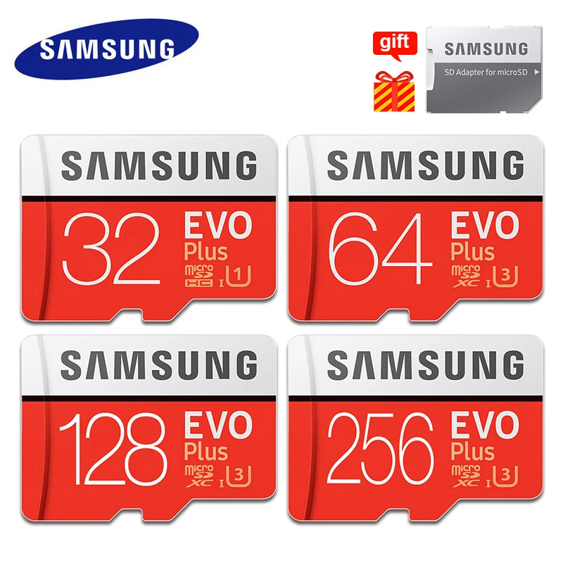 

SAMSUNG Memory Card Micro SD Evo Plus 64GB 128GB 256GB Microsd Card 32GB U1 TF Card Class 10 Flash Card SDHC/SDXC Gift Adapter