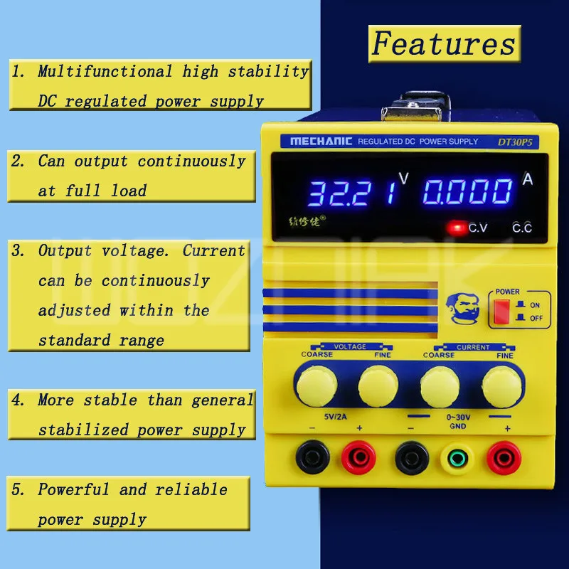 Механик DT30P5 интеллигентая(ый) Источник питания постоянного тока 4 цифры дисплей мобильного телефона Ноутбук ремонт, блок питания 30V5A