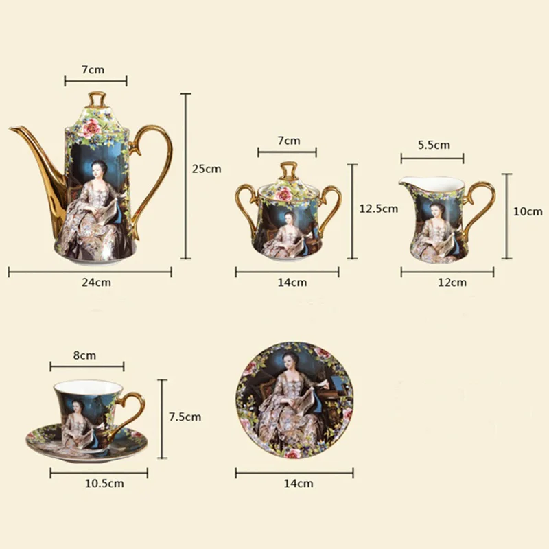 Кофейные Наборы YeFine из костяного фарфора 15 шт. свадебный подарок с кофейником