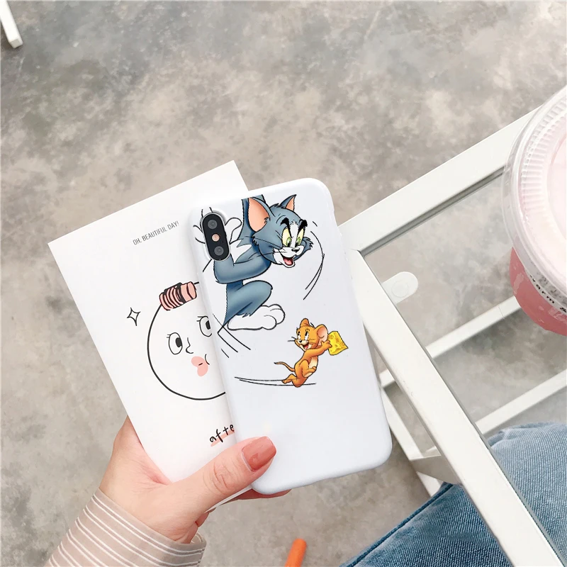 Funny Cartoon Tom and Jerry Candy Color TPU Case phone For iphoneX 7 8 XS XR XSMAX Pink Red Black Yellow purple White Cover