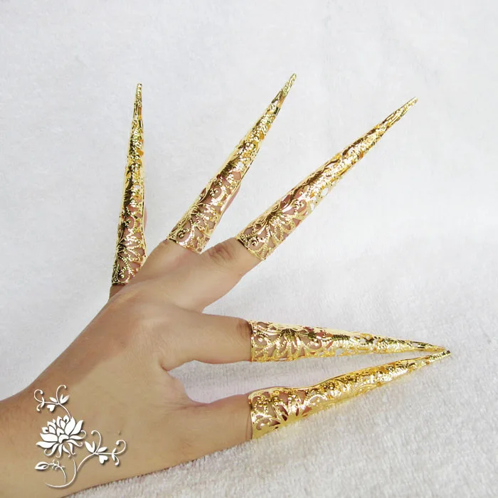 

Pack of 10 pcs Chinese Long Nails Dance Props Costume Indian Peacock Dancing