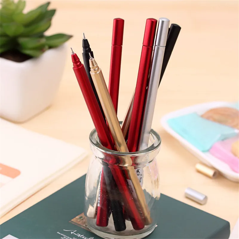 

Korean Metal Gel Pens Cute Office School Supply Accessories Thing Student Stationery Black Red Ink 0.5mm Stationary Gift Goods