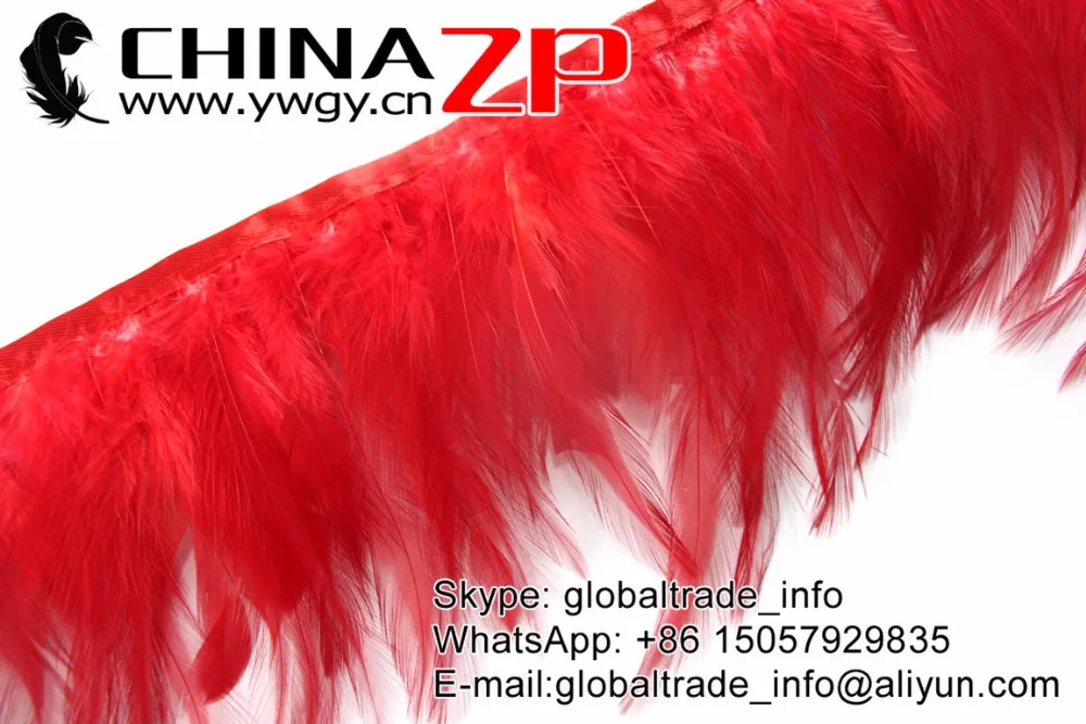 Red Rooster Neck Hackle Feathers Fringe Trim (6)