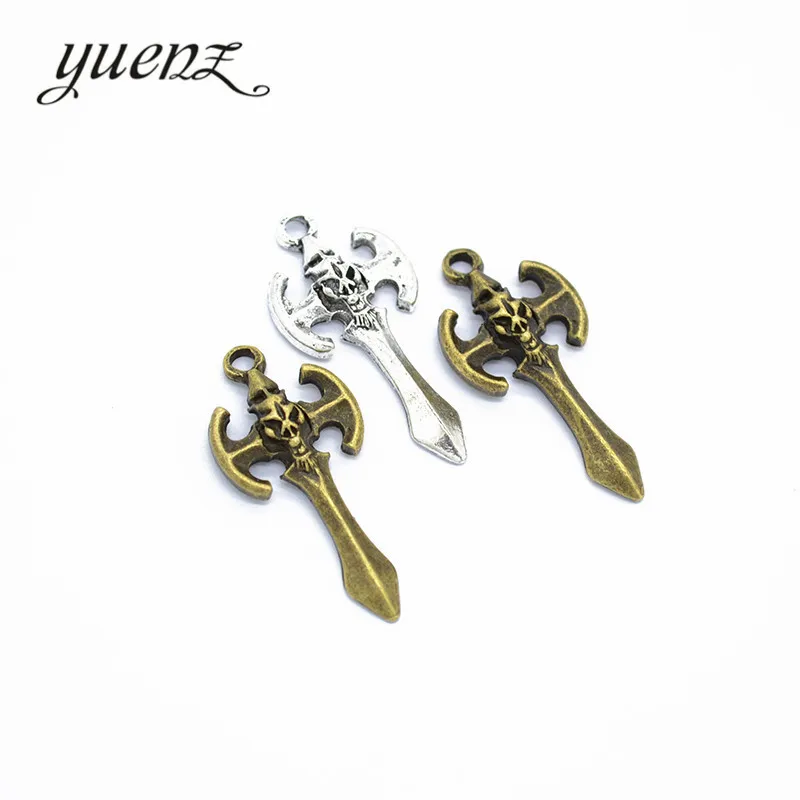 

YuenZ 10 pcs Charms skull Sword 30*14mm Antique Silver Plated Pendants Making DIY Handmade Tibetan Silver Jewelry M21
