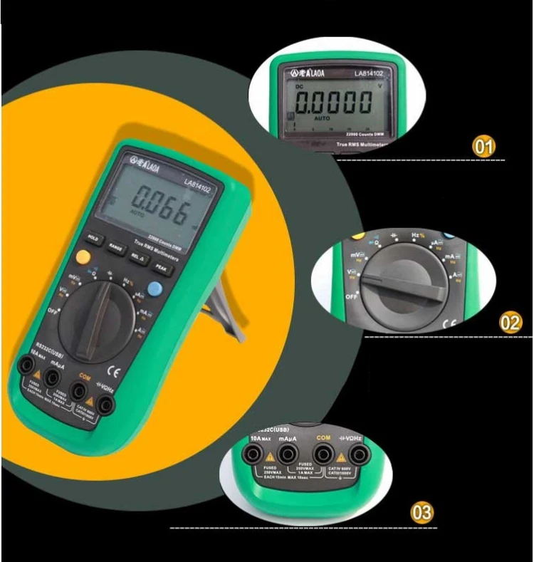 LAOA Автоматический диапазон многофункциональный электронный приспособленный для электроработ Цифровой мультиметр LA814102