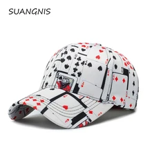 Бейсбольная кепка с 3D принтом в виде покера для мужчин уличная хип-хоп Harajuku Повседневная Регулируемая Спортивная Кепка для рапера грузовика шляпа папы костяная