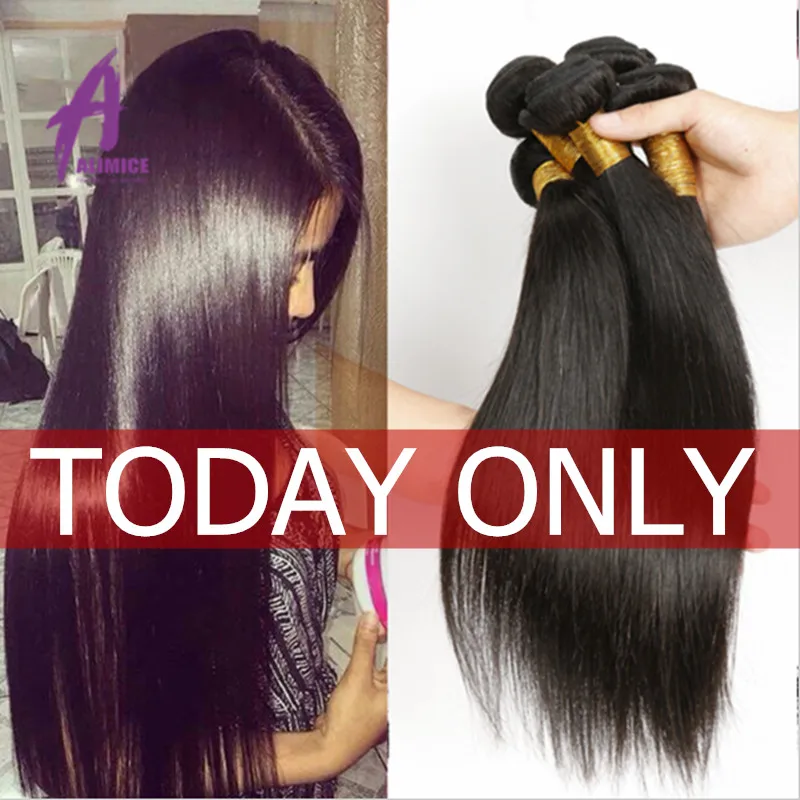 Alimice Hair Mink Brazilian Virgin Hair Straight 8A Unprocessed virgin Human Hair Weave 3 Bundles Brazillian Straight Hair