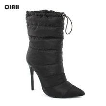 Women Ankle Autumn Winter Boots Down Cloth Pointed Toe Zipper Boots Thin High Heels Shoes Sexy Fashion Botas mujer Women Ankle Autumn Winter Boots Down Cloth Pointed Toe Zipper Boots Thin High Heels Shoes Sexy Fashion Botas mujer