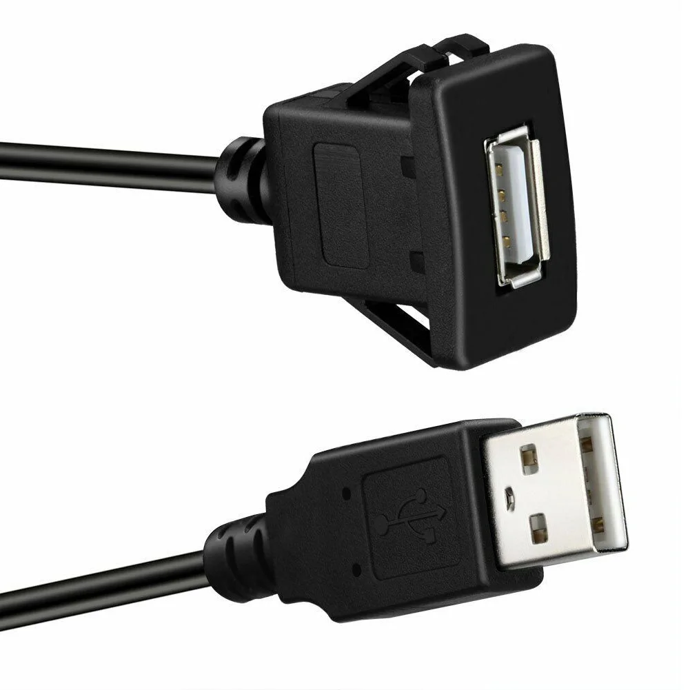 USB интерфейс кабель адаптер передачи данных приборной панели заподлицо автомобиля прочный линии зарядки высокая скорость черный удлинитель для VIGO