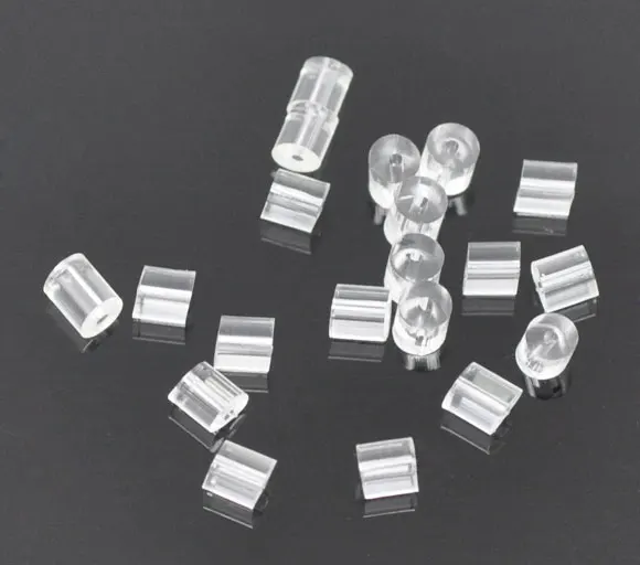 

DoreenBeads Rubber Earring Components Post Stopper Cylinder Transparent 3mm(1/8")x 3mm(1/8"),150 PCs