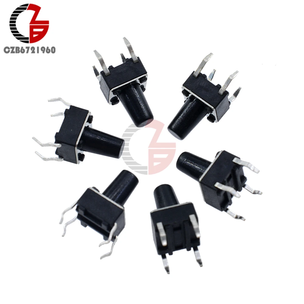 

100Pcs Tactile Push Button Switch Tact Switch 6X6X13mm 4-pin DIP