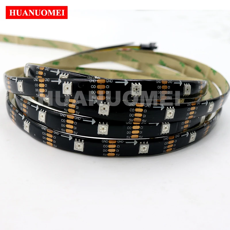 

5V 30LEDs/m APA107 LED Strip Light 5050 SMD RGB Addressable Flexible Backlight TV Pixel Tape,5M/Roll,Black PCB,Waterproof IP65