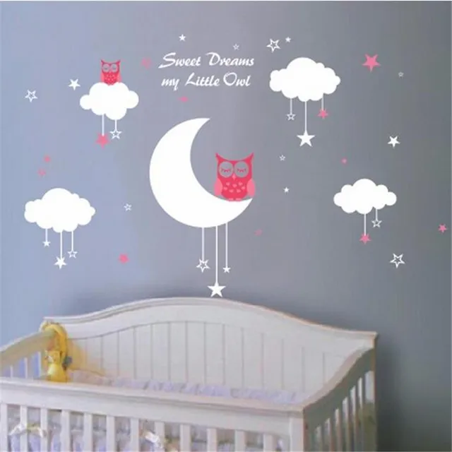 C007 Nursery Wall Decals Baby Owls For Sweet Dreams With Clouds And C007 Nursery Wall Decals Baby Owls For Sweet Dreams With Clouds And Stars Vinyl S