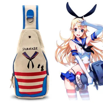 

Hot Kantai Collection shimakaze Image printing fashion Leisure Chest pack canvas man woman Handbags crossbody bags