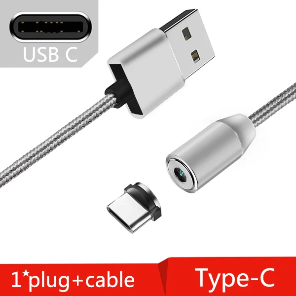 FBYEG Магнитный Micro USB кабель type C для iPhone светодиодный кабель для быстрой зарядки типа провод-C Магнитный зарядный кабель для телефона - Цвет: M-Type-C-White