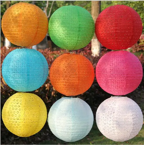 New Chinese 10 inch 25cm Round Hollow Paper Lantern Ball Wedding