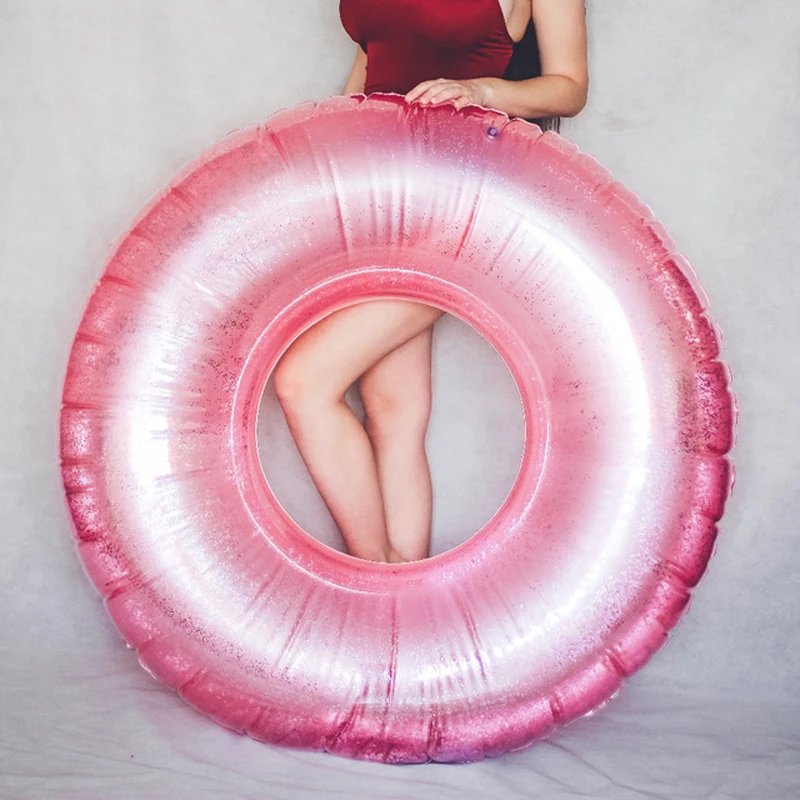 9 Colors Glitter Pool Tube 107CM Giant Inflatable Swimming Ring For Adult Women Pool Float Air Mattress Summer Water Toys boia