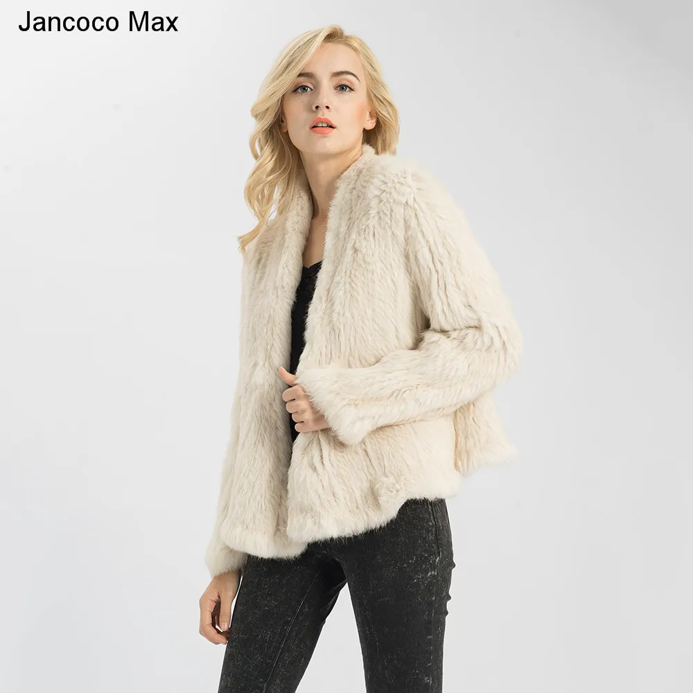 

Jancoco Max S1340 11 Colours Thick Knitted Real Rabbit Fur Jacket Women Winter Warm Fashion / Lady Fur Coat