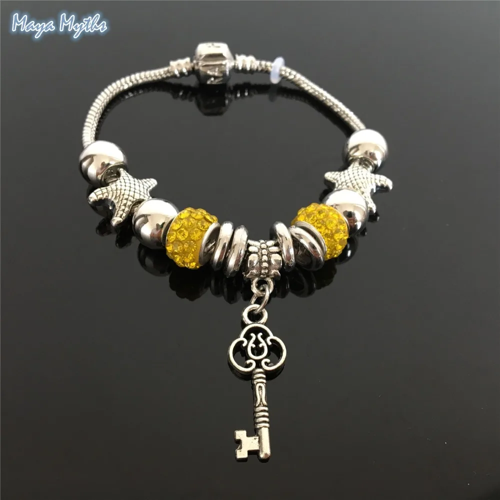 

Maya Myths Very beautiful Fashion Silver Charms Crystal Bracelet for Women Femme Pendant Brand Bracelet Women Jewelry