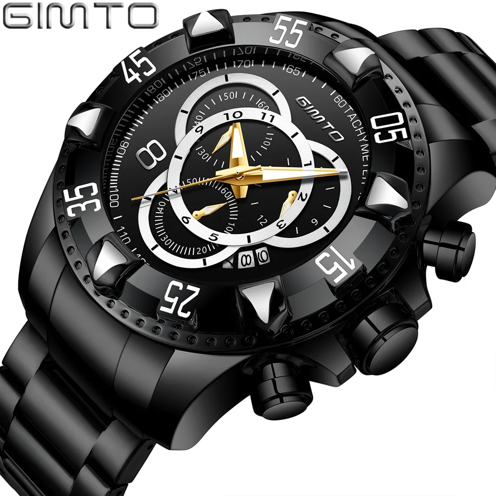 

2018 Cool Men Watch Luxury Gold Black Steel Clock Creative Male Quartz Wrist Watches Military Waterproof Sport relogio masculino