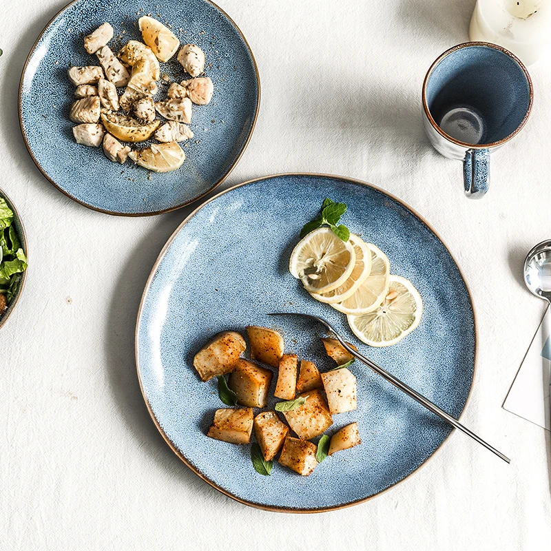 

NIMITIME Japanese Style Ceramic Plate Soup Bowl Salad Plate Steak Plate Breakfast Plate Home Tableware
