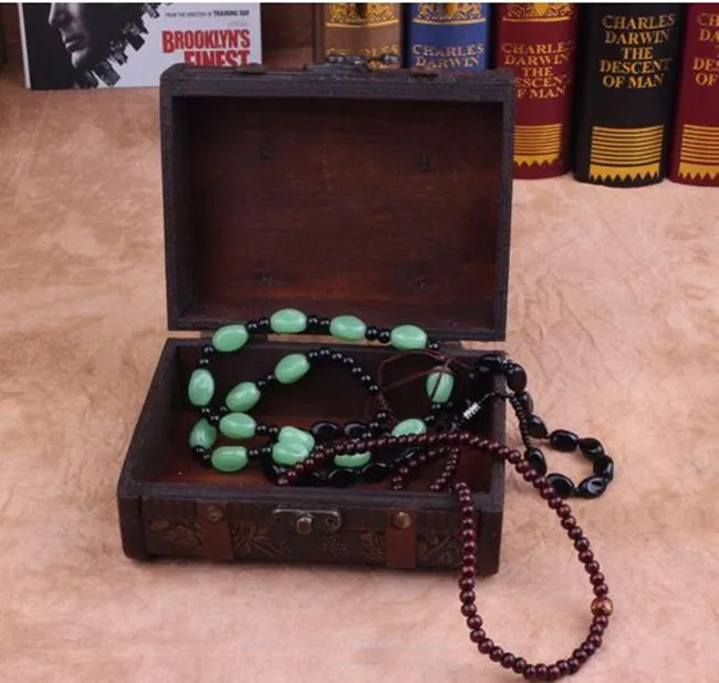 15 * 11.5 * 7.5 cm Vintage wooden jewelry box storage box antique  Organizer Wooden storage box