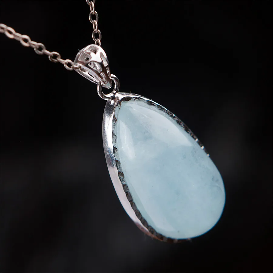 2018 Genuine Blue Natural Aquamarine Pendant 925 Sterling Silver Fine