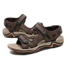 Новое поступление; Мужская Летняя обувь; мужские сандалии из натуральной кожи; однотонные мужские сандалии ручной работы; Брендовая обувь; большие размеры 38-45; 3370