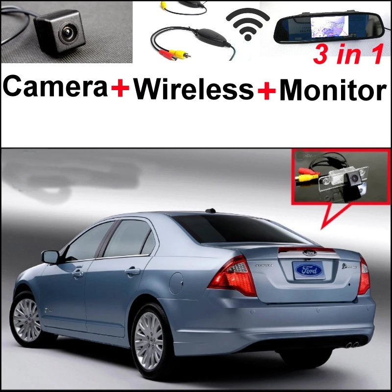 

3 in1 For Ford Fusion 2002~2012 Special Rear View Camera + Wireless Receiver + Mirror Monitor EASY DIY BACKUP Parking System