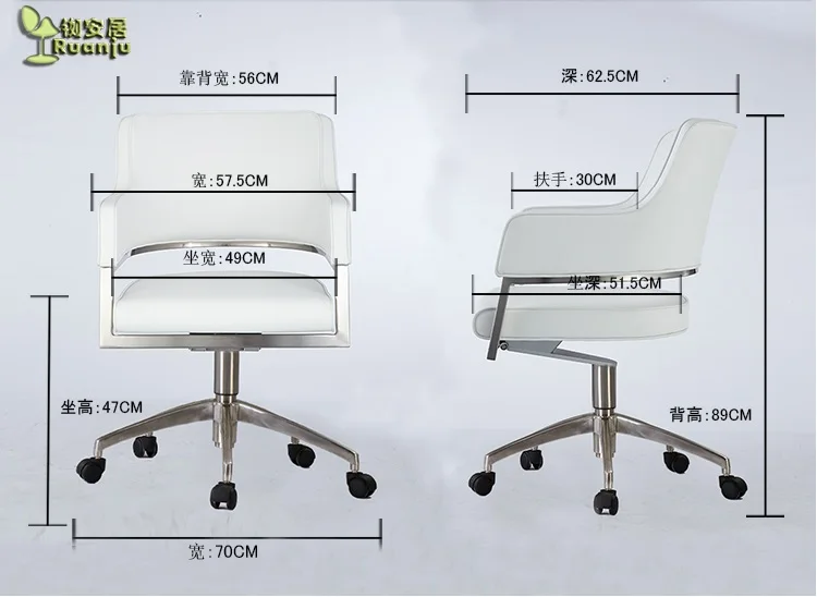 Поворотный офисный стул с обивкой из искусственной кожи/прочный дизайн 18 кг с алюминиевыми ножками/Универсальный стул для работы