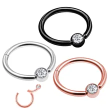 Стальное шарнирное кольцо для пирсинга носа, бесшовное кольцо для пирсинга носа, кольцо для губ, кольцо для ушей 1,2*8*3 мм, ювелирное изделие для пирсинга, клипса, подарок 1 шт., 16 г