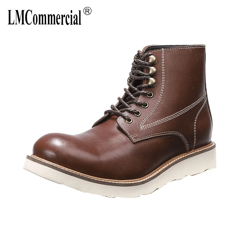 

Riding boots mens Genuine Leather autumn winter British retro all-match cowhide breathable men dress boots combat boots male