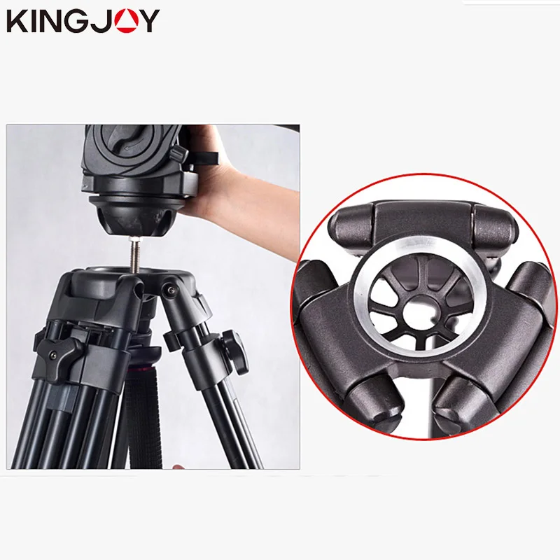 US $258.50 KINGJOY Official VT3500VT3530 Professional Video Camera Tripod Stand Holder Stable Fluid Damping Tripod Kit For All Models
