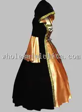 Gothic Black & Champagne Euro Court Princess Dress Witch Costume