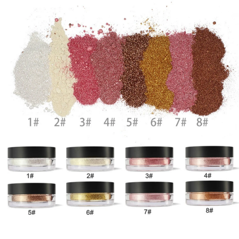 

Wholesale NO Label Makeup high pigment loose highlighter powder Face Shimmer loose powder highlight Pressed powder foundation
