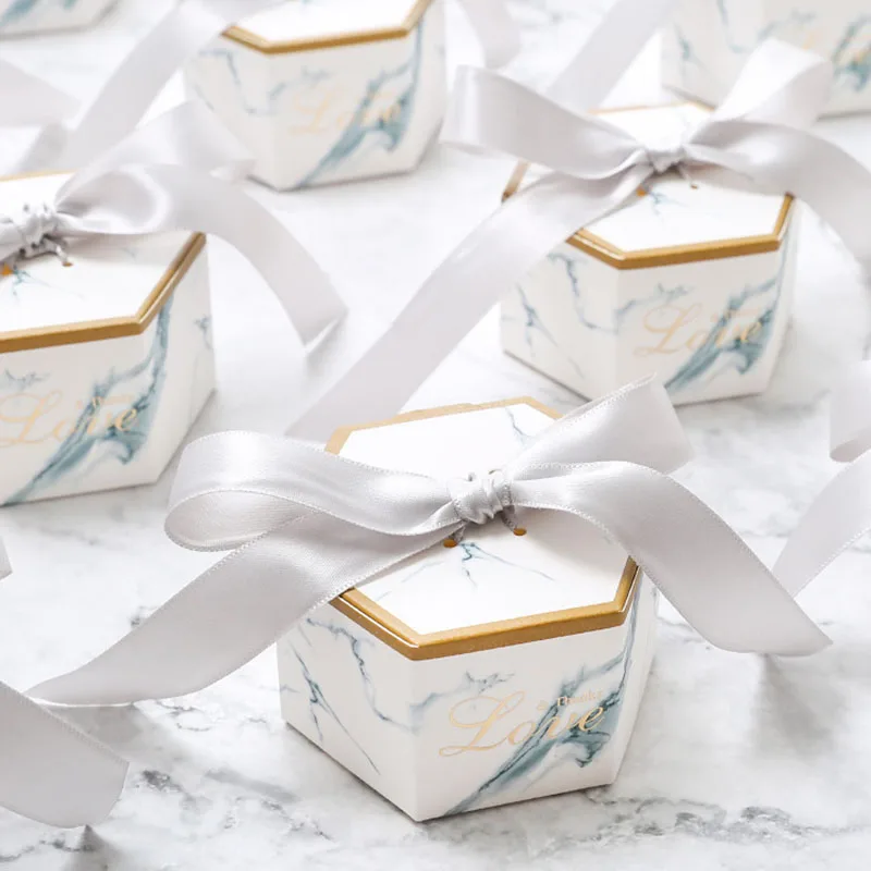 

50pcs New Europe Marble Style Gift Box Baby Shower Birthday Party Candy Box Sweet Chocolate Boxes Wedding Favors Decoration