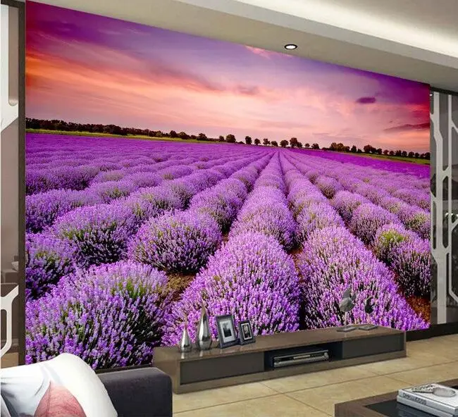 Lavendel Tapete 3d wallpaper benutzerdefinierten wandbild vlies 3d wallpaper sonnenaufgang lila lavendel blume feld hintergrund 3d wandbild tapete - Lavendel Tapete