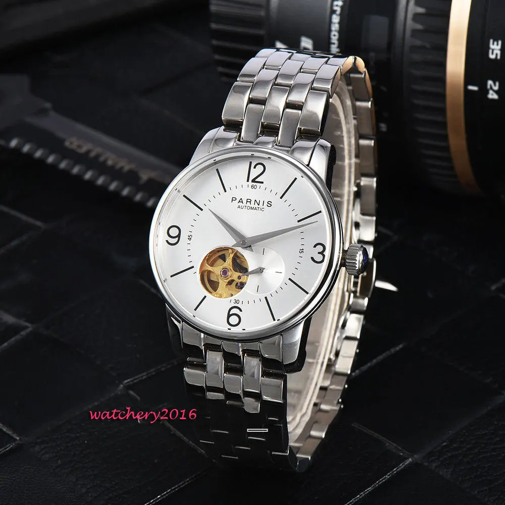 Лучший бренд класса люкс 38 мм parnis Малый второй полый Циферблат из нержавеющей стали сапфировые хрустальные Miyota автоматические мужские часы