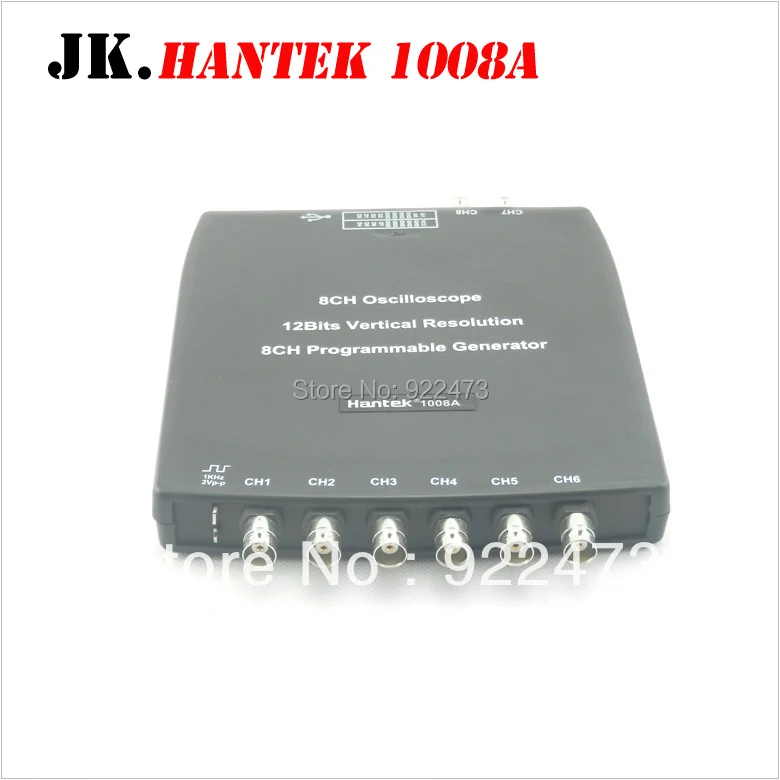 1008A 8CH PC USB Virtual Oscilloscope//DAQ//8CH Generator 2.4MSa//s,12bits,10mV//div to 5V//div input sensitivity