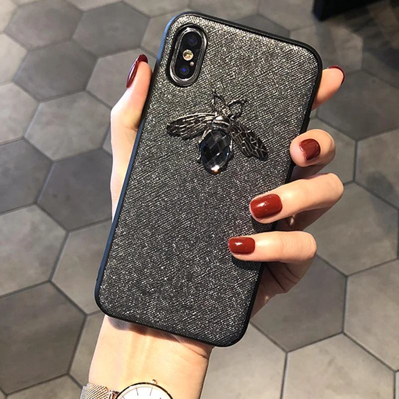 Luxury Fashion brand Diamond Bee Glitte soft case for iphone 6 S 7 8 plus X XR XS Max Cute Hard Cover for iphone 7 8 5 5S SE 6S (2)